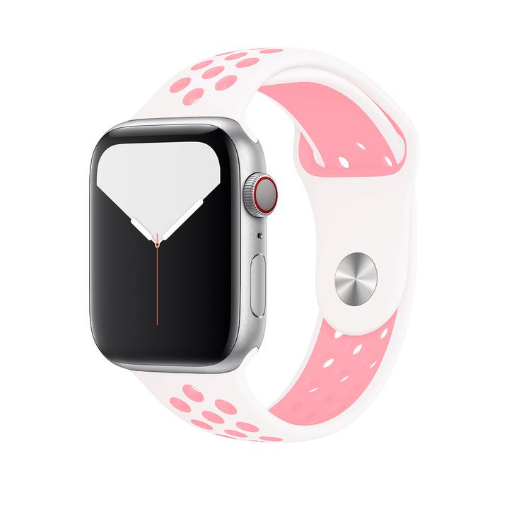 Curea de sport din silicon pentru Apple Watch - Alb-Pink - M/L - 42, 44, 45, 49mm