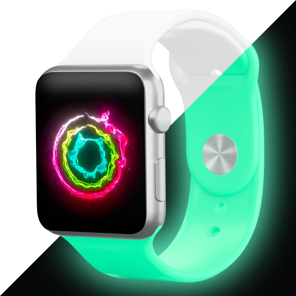 Curea Apple Watch ce luminează în întuneric - Alb - M/L - 42, 44, 45, 49mm